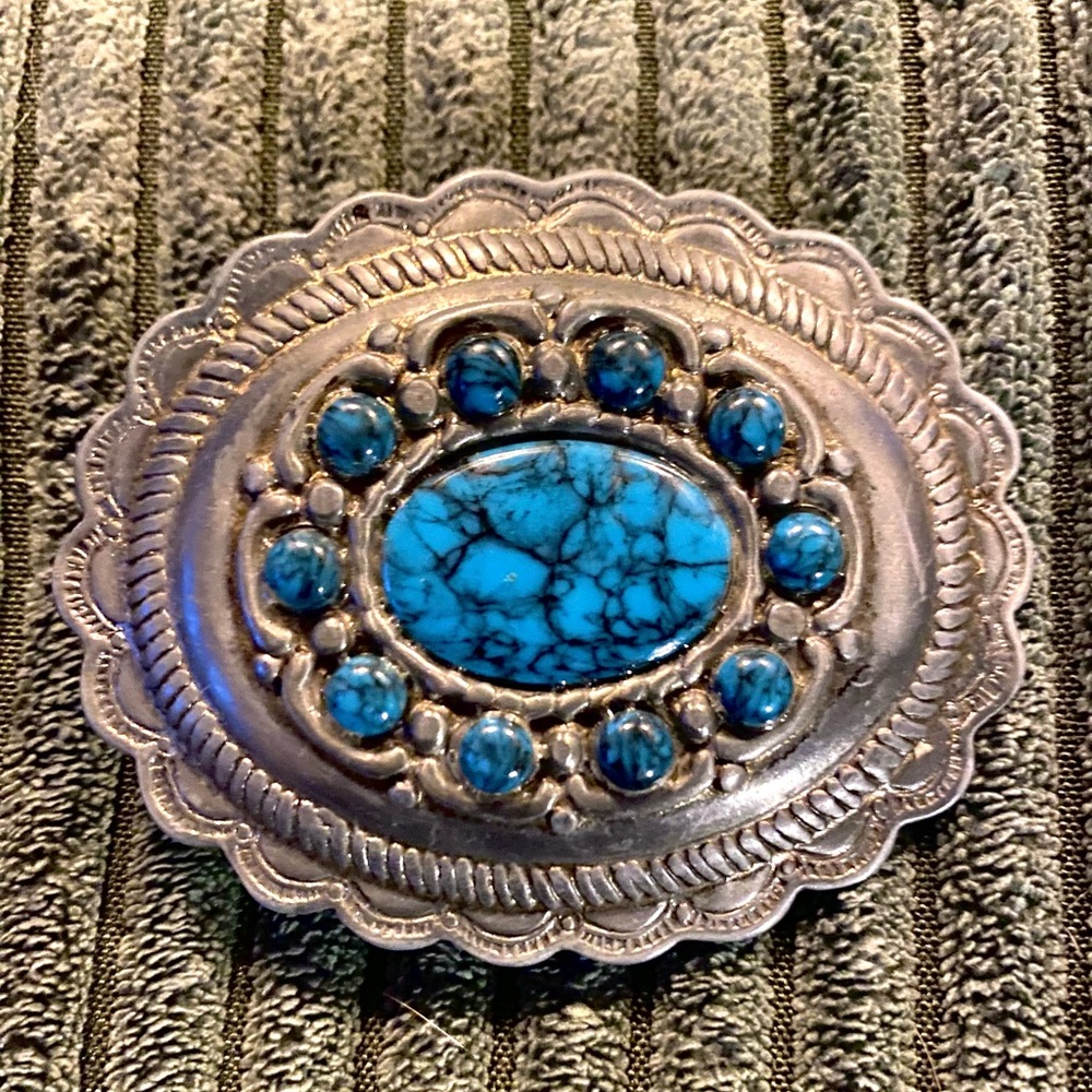 Faux turquoise belt buckle